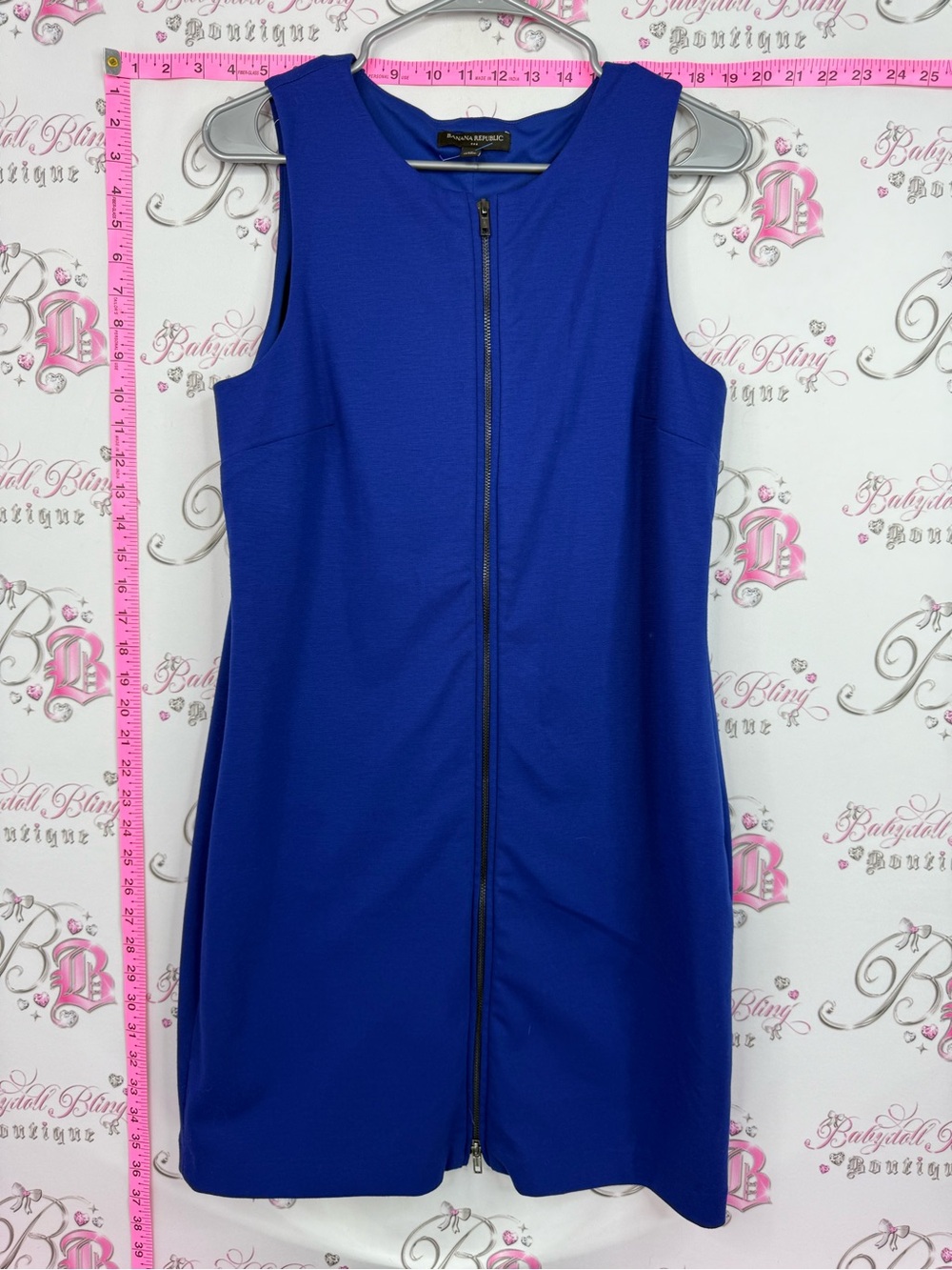 Banana Republic Royal Blue Sleeveless Zip-Front Sheath Dress